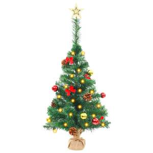 Albero di Natale Pre-illuminato artificiale di 2 piedi verde con palline - Product Image 2