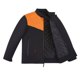 Blouson de moto imprimé noir et orange pour homme, élégant, toutes saisons, protection intégrale, style unique, vente en gros - Product Image 3