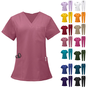 Factory Unisex V-Neck 2-Piece Custom Logo Woven Seamless Breathable Dental Clinic Jogger Hospital Uniform Medical <b>Scrubs</b> <b>Sets</b> - Product Image 4