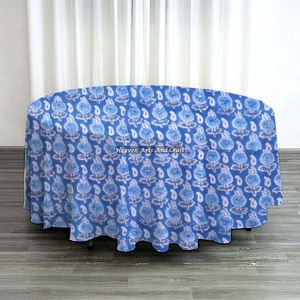 Nappe en coton imprimé floral indien main bloc lin tissé pour décor de mariage fête de ferme - Product Image 1