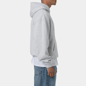 Custom <b>Men</b> Winter Hoodie <b>Grey</b> Cotton <b>Fleece</b> Pullover Streetwear Plain Dyed Sportswear Sialkot Factory Direct Premium Export - Product Image 4