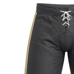 Shorts d'entraînement de hockey sur glace sublimés gris anthracite pour hommes, en polyester, avec cordon de serrage et bande latérale, pour tenue d'équipe et sport - Product Image 6