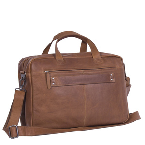 Genuine Leather Durable Laptop <b>Bag</b> Large Capacity Business Briefcase Padded <b>Computer</b> Compartment Zipper Closure Shoulder Strap - Product Image 3