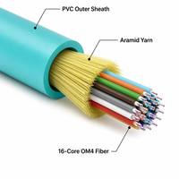 Kabel Serat Optik Trunk HEADWAY FCS-DSCN-4M016-AQ Indoor 16 Core OM4 Multimode PBT dengan Jaket PVC untuk Kabel LAN Pusat Data