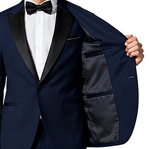Veste de smoking ajustée bleu marine pour homme, de qualité supérieure, à un bouton, pour marié, mariage, revers pointu noir, manteau formel pour homme - Product Image 6