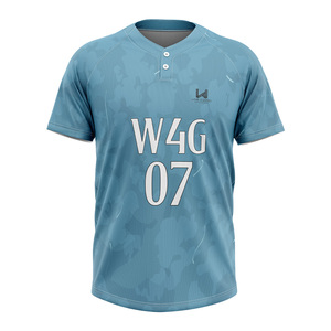 High Quality Sublimated 2 Button Baseball Softball Jersey Custom Team Wear Moisture Wicking OEM ODM Supplier - Product Image 2