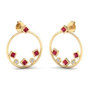 Boucles d'oreilles REYES, nouveau design, or massif 14 carats, moissanite certifiée GRA, à visser, taille princesse, 0,24 carat, pierres précieuses rubis - Product Image 6