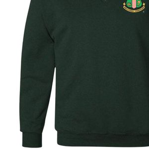 Dark <b>Green</b> Women Quarter Zip Pullover Sweatshirt with Embroidered Crest Long Sleeve Casual Soft Comfortable Everyday Fashion Tee - Product Image 3