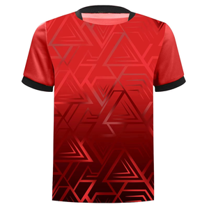 เสื้อฟุตบอลแขนสั้นผู้ชายสีแดงลายเรขาคณิต ระบายเหงื่อได้ดี ผลิตจากโพลีเอสเตอร์ คอกลม ทรงปกติ - Product Image 2