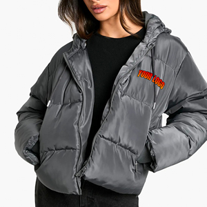 New Style Winter Casual Wear <b>Women</b> Quilted Puffer Jacket Plus Size warm custom Screen Printed logo 100% polyester ladies jacket - Product Image 4