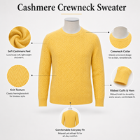 Pull en cachemire 100% pour homme, col rond, couleur unie, manches longues, tricoté, pull-over, automne, chaud, confortable, coupe ajustée, col rond personnalisé