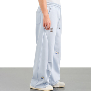 New Embroider Wide Leg Loose Fit Joggers High Quality Streetwear Cotton/Fleece <b>Trouser</b> for Men's Stylish <b>Drawstring</b> Sweatpants - Product Image 3