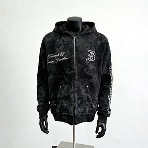 Sudadera con Capucha Personalizada de Algodón 100% No Tejido con Impresión DTG, Diseño Oversize, Bloques de Color, Lavado Ácido y Parche Bordado Aplicado - Product Image 6
