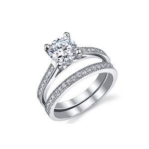 Ensemble de bagues de fiançailles pour femmes Metal Masters, argent sterling 925, style mignon, origine américaine, moissanite - Product Image 1