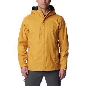 Men's Orange Hooded Windproof Quarter-Zip Jacket Casual Loose Fit Polyester Spring Wear With Pockets - Product Image 5