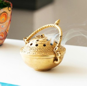 Quemador de incienso de latón con asa |   Quemador de incienso Loban tradicional religioso |   Portafragancias Decorativo para el Hogar para Verano/Otoño | - Product Image 3