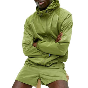 High Quality Men Winter Casual Polyester/Cotton 2 Piece Running Zipper Windbreaker Shorts and Jacket <b>Set</b> 2026 - Product Image 5