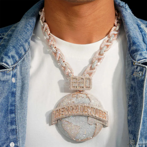 Collier Pendentif The Pool Culture Plaqué Or Rose avec Strass et Cristal, Chaîne Hiphop, Bijou Unisexe, Cadeau - Product Image 4