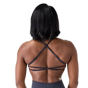 Dark <b>Blue</b> Women's Strappy Back Sports <b>Bra</b> Breathable Athletic Workout <b>Bra</b> for Running Yoga Gym Fitness Activewear - Product Image 2