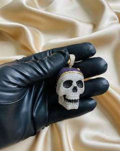 Pendentif Crâne Moissanite Iced Out, Bijou Hip Hop Bling, Pendentif Crâne Rapper pour Hommes, Bijou Gothique, Pendentif Cool Rock Punk - Product Image 2