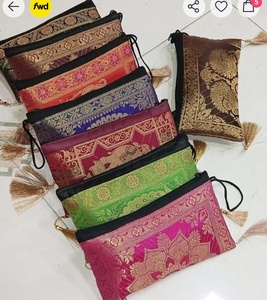 Handcrafted Banarasi Silk <b>Pouch</b> Set Elegant Traditional Indian Ethnic Bags with Golden Zari Brocade <b>Work</b> Versatile Potli Bags - Product Image 1