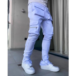 Pantalon de survêtement personnalisé en molleton bouclette, coupe oversize, haute qualité, évasé, ample, avec poches cargo - Product Image 3