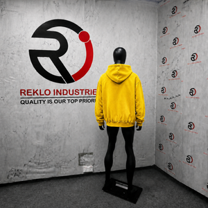 Men's <b>Yellow</b> Embossed Zip-Up <b>Hoodie</b> Oversized French Terry Casual Sweatshirt Front Letter Design Autumn Wear Casual Urban Wear - Product Image 4