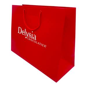 Bolsa de papel recubierta roja personalizada con asa de cuerda Impresión offset para promoción de supermercados y exposiciones - Product Image 2