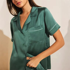 Ensemble pyjama en coton doux pour femmes, manches courtes, boutonné, 2 pièces, vêtements de nuit confortables et respirants, ensemble de nuit - Product Image 3