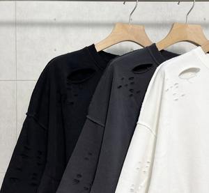 Camiseta de Alta Calidad para Hombre, Personalizada, a la Moda, Holgada, con Agujeros, Estilo Hip-hop, Desgastada, Talla Grande - Product Image 2