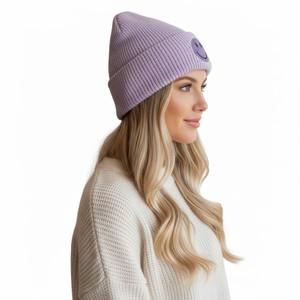 Unisex purple knitted beanie 100% acrylic <b>winter</b> <b>cap</b> Casual beanie for adults Solid color <b>winter</b> hat - Product Image 4