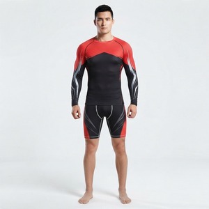Traje de Compresión MMA para Hombre, Azul, Rojo y Blanco, Sublimado, Manga Larga, Ajustado, Absorbe la Humedad, Ropa Deportiva - Product Image 5