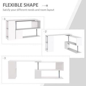 Postazione di Lavoro Angolare a L Bianca da 55 Pollici con Design Girevole a 360 Gradi e Funzionalità di Archiviazione - Product Image 4