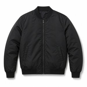 Chaqueta Bomber Básica de Moda para Hombre, Chaqueta de Invierno de Tela de Alta Calidad con Cuello Alto - Product Image 1