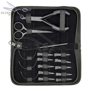 Pince à micro-anneaux professionnelle pour extensions de cheveux, outil de retrait de perles métalliques avec poignée en caoutchouc, emballage en cuir PU - Product Image 3