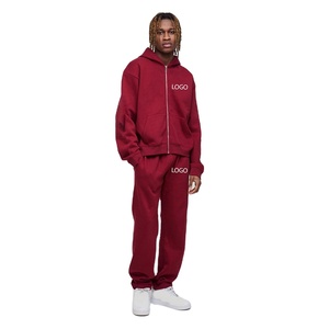 Sweat à capuche et pantalon de survêtement unisexe imprimés personnalisés et surdimensionnés de grande taille OEM Vente en gros Vêtements de sport respirants Streetwear Survêtement en coton - Product Image 1