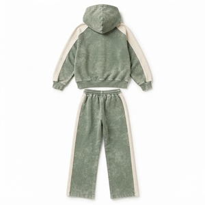 Survêtements pour femmes en coton, brodés, délavés à l'acide, pour la saison hivernale, conception OEM, poids lourd, grandes tailles - Product Image 2