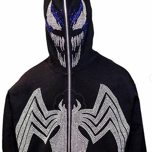 <b>Rhinestone</b> <b>Hoodie</b> For Men Fashion Glitter Zipper Sparkly <b>Rhinestone</b> <b>Hoodie</b> For Men Fashion Glitter - Product Image 3