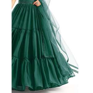 Impressionnant vert paillettes Georgette robe de soirée tenue de soirée Lehenga Choli avec Dupatta - Product Image 2