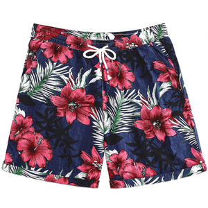 Short de bain pour homme, imprimé, taille élastique, cordon de serrage, décontracté, pour les vacances, coloré, léger, blanc, pour la plage - Product Image 1