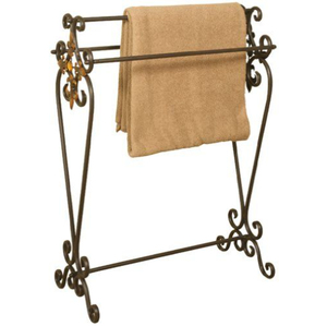 Iron Freestanding <b>Towel</b> Stand Antique Style Metal Bathroom <b>Towel</b> <b>Rack</b> Holder Ornate Scrollwork Design <b>Towel</b> Home Bathroom Decor - Product Image 2