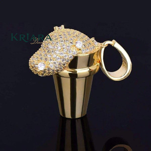 Pendentif crème glacée en argent 925 et or 18 carats avec améthyste, breloque de luxe à thème, unisexe, pour usage quotidien - Product Image 2