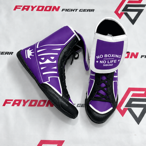 รองเท้าชกมวยแบบสปาร์ริงรุ่นล่าสุด โลโก้ส่วนตัว No Boxing No Life สีเทาและสีดำ รองเท้าฝึกซ้อมคิกบ็อกซิ่ง รองเท้ามวยไทย - Product Image 4