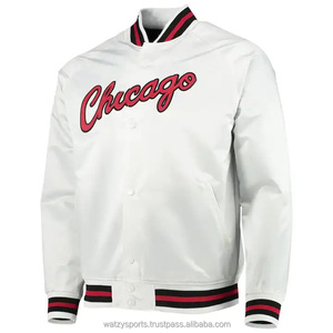 Chaqueta de béisbol con estampado de logotipo y nombre de equipo, chaquetas universitarias de satén personalizadas, chaquetas de satén para hombre para equipo - Product Image 4