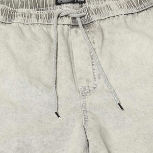 Hip Hop Men Light Gray Eco Friendly Solid <b>Cargo</b> Bermuda <b>Shorts</b> with Elastic Waist and Pockets Vintage Style Woven Cotton Fabric - Product Image 5