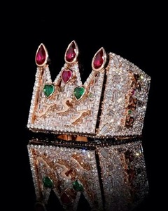 Custom Crown <b>Ring</b> for Men 14k Gold <b>Iced</b> Out Pinky <b>Ring</b> Ruby Emerald Royal Statement <b>Ring</b> Personalized Hip Hop Jewelry - Product Image 1