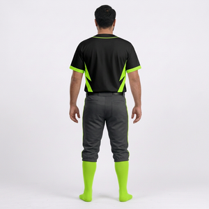 Ensemble uniforme de baseball pour hommes, noir et vert, manches courtes, fermeture à boutons, évacuation de l'humidité, vêtements toutes saisons - Product Image 2