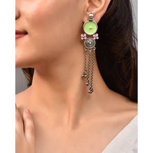 Boucles d'oreilles en argent Meera Jaipur Meenakari Fashion - Product Image 1