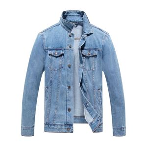 Light Ice Blue Wash Men Jean <b>Jacket</b> Pure Cotton <b>Trucker</b> Silver Buttons Relaxed Fit Vintage Turn Down Collar Denim Coats - Product Image 3