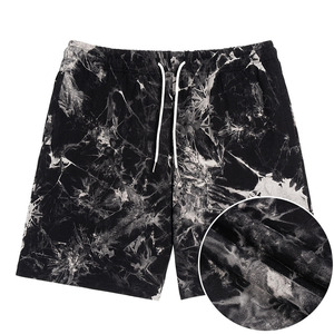 Pantalones Cortos Deportivos Personalizados para Hombre, Color Negro, Ropa Urbana de Verano, Cintura Elástica, Teñido Anudado, 100% Algodón, Secado Rápido - Product Image 3